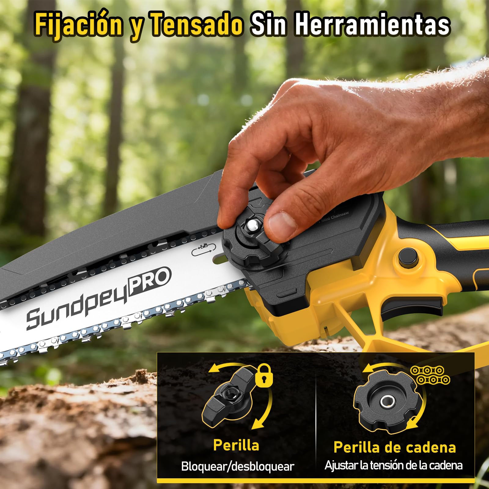 8 y 6 Pulgadas Mini Motosierra Bateria 8000mAh - 21V Sierra Electrica Podar Arboles, Sin Escobillas, Ajuste Sin Herramientas, Motosierra Electrica Pequeña de Mano podar Arboles