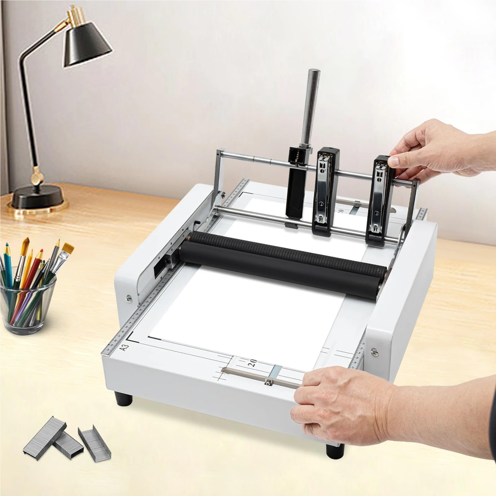Piegatrice for carta da 60 W, macchina for opuscoli A3, rilegatrice e piegatrice con pannello visibile 5,83 * 8,27 pollici-11,69 * 16,54 pollici Compatto ed efficiente