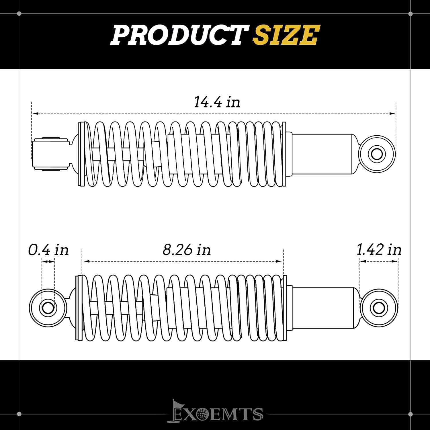 Rear Shock Absorbers for Yamaha Golf Cart, Heavy Duty Golf Cart Rear Shocks with Springs, Fit G14 G16 G19 G20 G22 G29 Gas & Electric 1995-Up, Replace OEM JN4-F2210-00, JN3-F2210-00