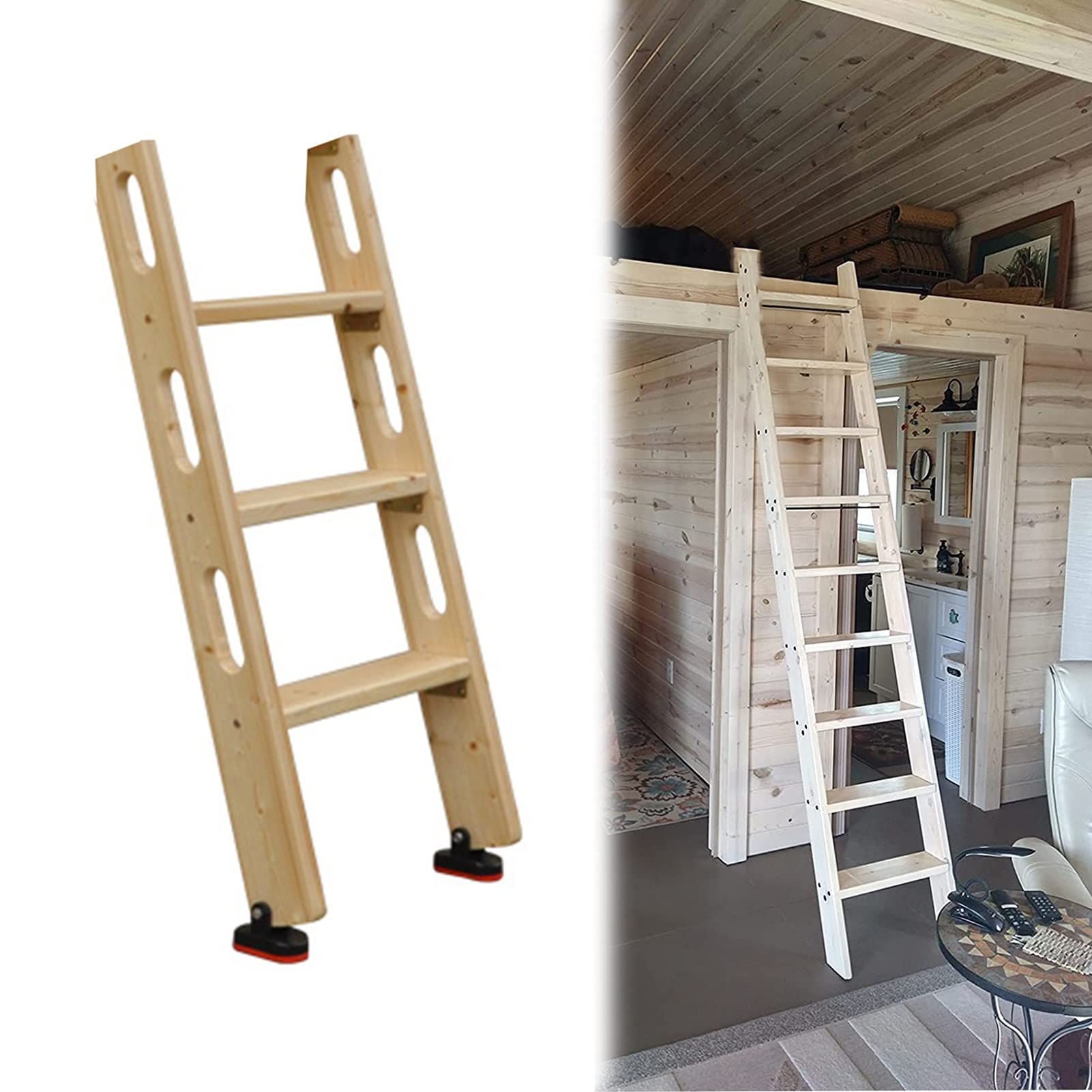 Escalera para literas Escalera para literas de Madera Natural únicamente, escaleras para Subir vehículos recreativos de Alta Resistencia - 4 escalones / 5 escalones, Escalera para Cama Tipo