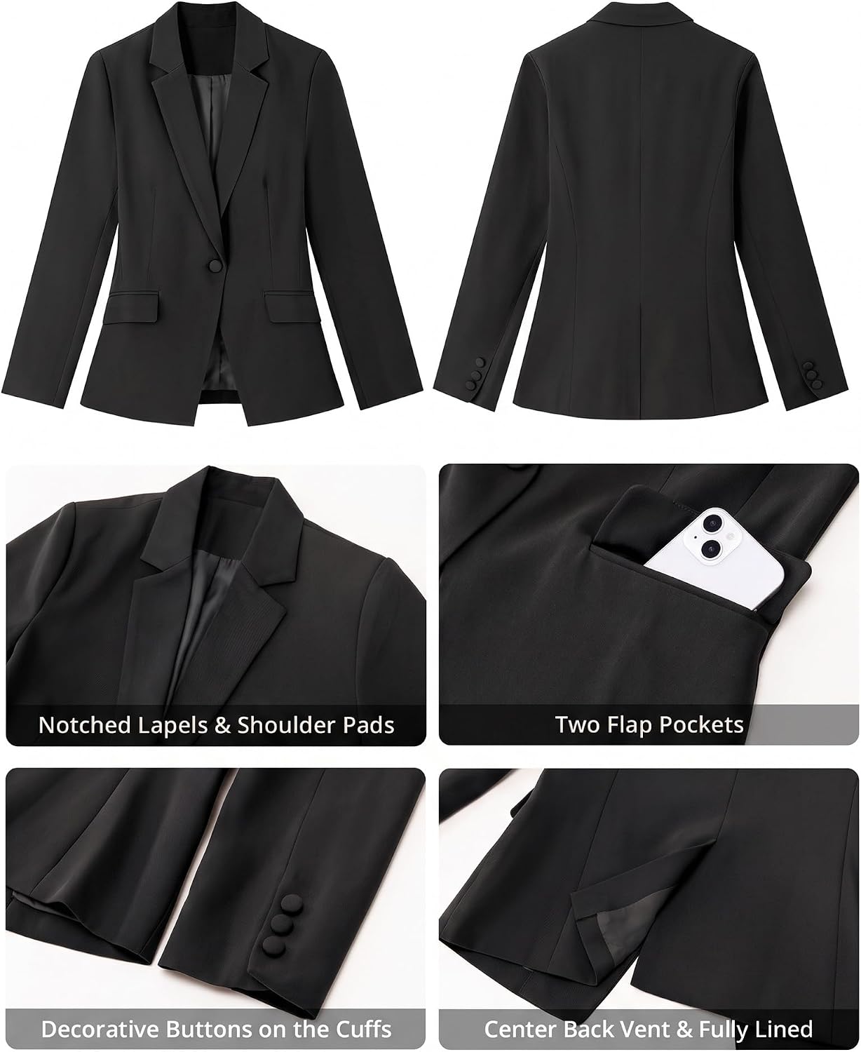 GRAPENT Womens Blazers Dressy Casual Long Sleeve Work Office Suit Jackets
