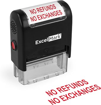 ExcelMark NO REFUNDS NO EXCHANGES Self Inking Rubber Stamp - Red Ink