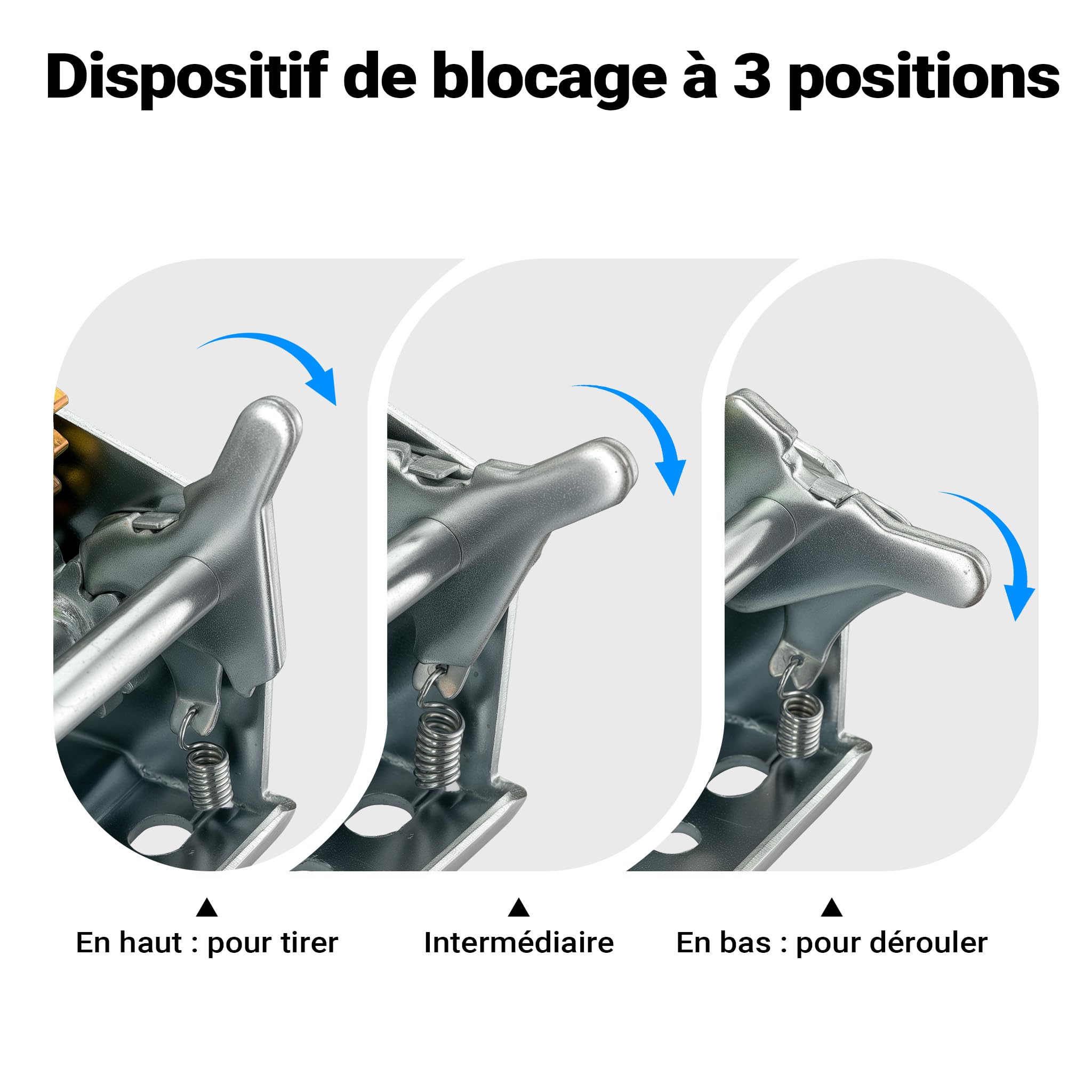 Wiltec Treuil à câble manuel de halage - en Acier galvanisé - Charge max. 1100 kg - câble 8 m - Rapport de transmision 4:1 8:1 - avec Manivelle - pour Bateau Auto