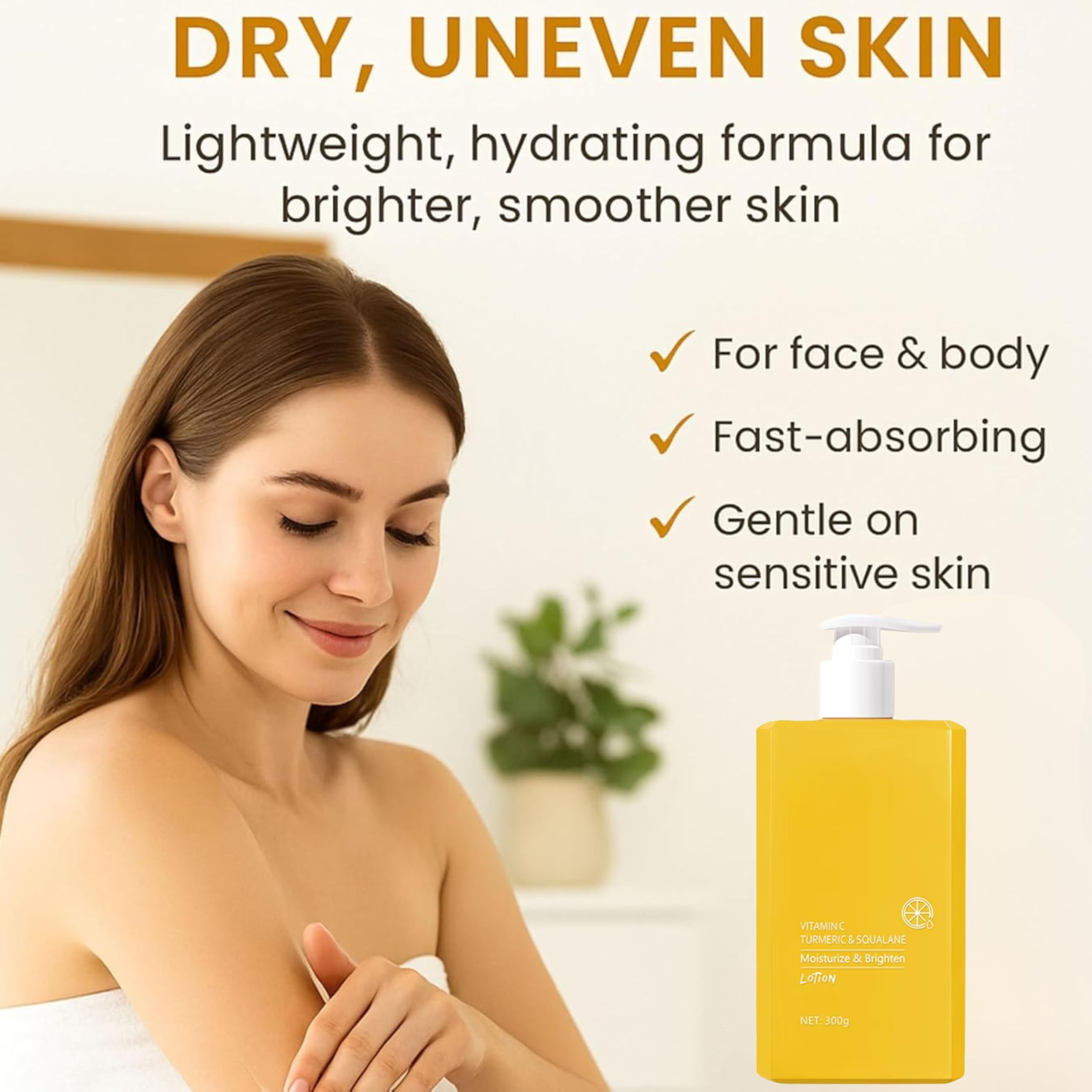 MED Vitamin C & Turmeric Brightening Body & Face Cream, Squalane, Fades Dark Spots, Age Spots & Hyperpigmentation - Image 3