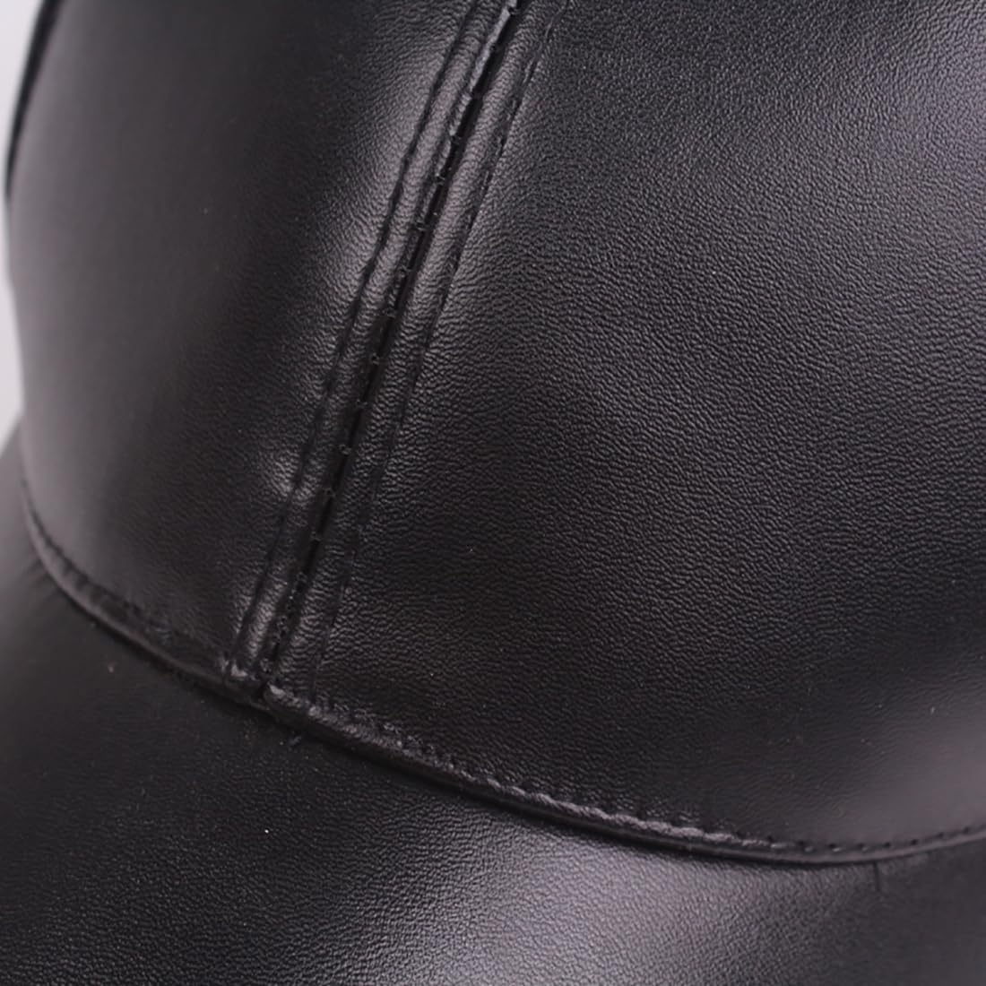 Women's Men's Pure Color PU Leather Baseball Cap Adjustable Trucker Hat Golf Hat - Image 5