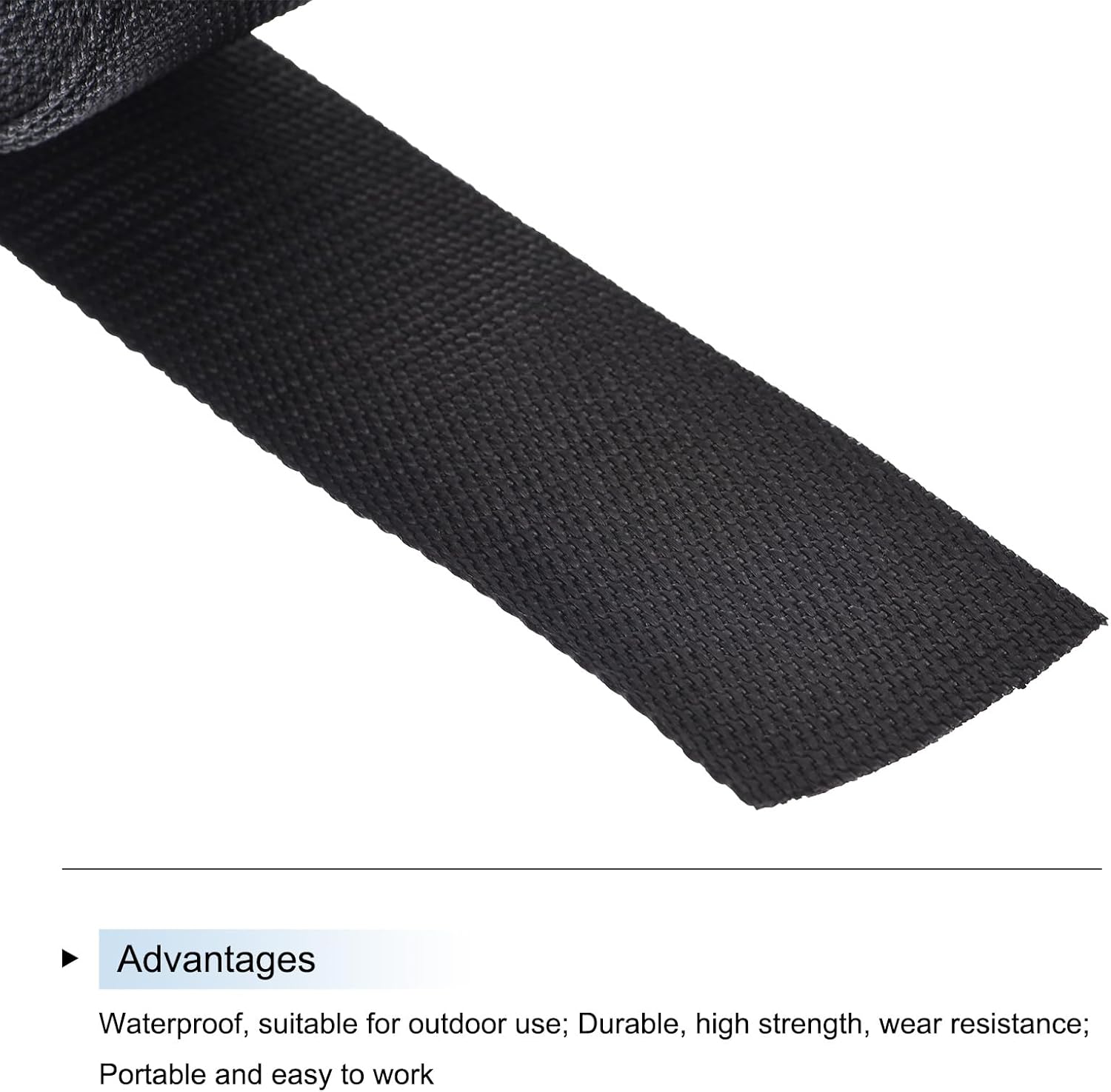 MECCANIXITY Lightweight Polypropylene Webbing Strap 2" 25 Yard Backpack Strapping Band Black for Outdoor Luggage Cargo Straps