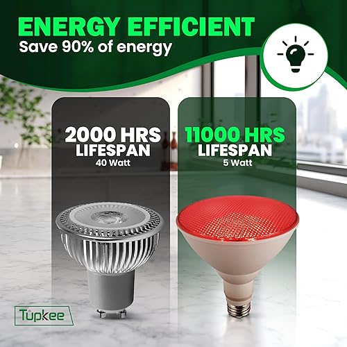 Miniatura 7 de Tupkee Bombilla LED automática que cambia de color  Ciclos automáticamente entre rojoverdeblanco cada 5 segundos  PAR38, E26, 5W, porche de Navidad