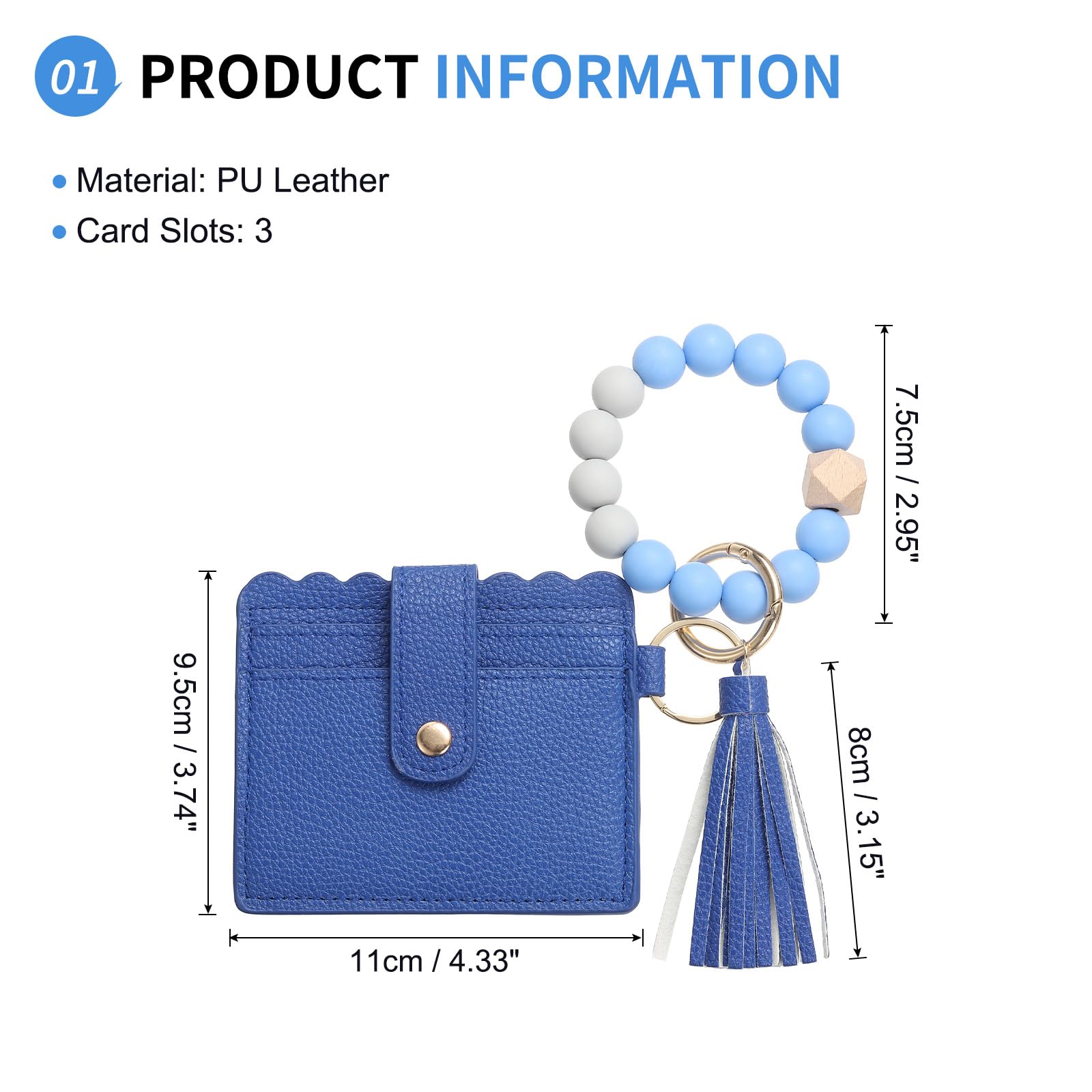 portafoglio con perline, Portafoglio sottile in pelle PU for donna(Blue)