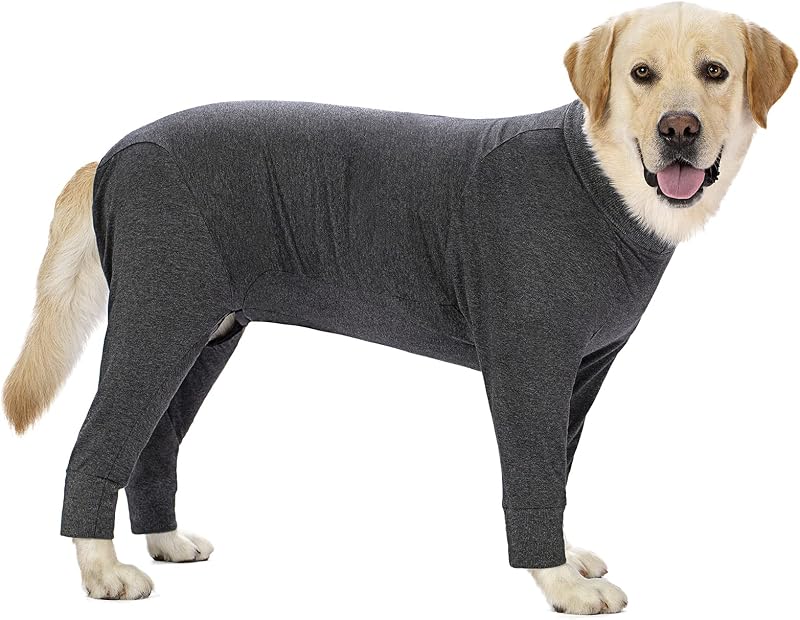 Macacão Cirúrgico para Cães Miaododo em Algodão Leve, Cinza Puro, Tamanho 30 (Peito 76 cm, Comprimento das costas 50 cm)