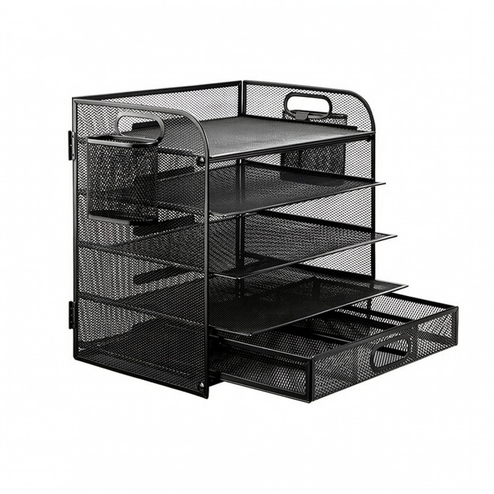 Milageto Organizador Oficina Varios Niveles | Diseño que Ahorra Espacio, Organizador Archivos Escritorio con Cajón Extraíble, Ventilado, para Estudio