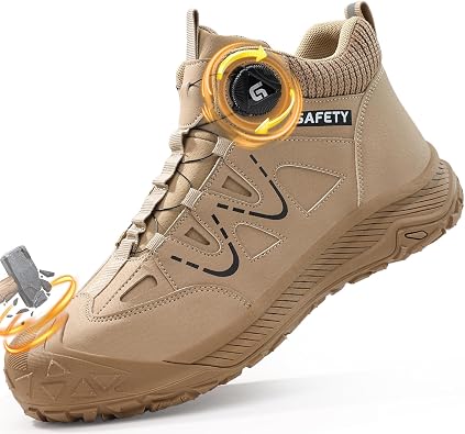 GUSAYEX Steel Toe Cap Safety Shoes Men Durable Puncture Proof Safety Boots with Swivel Buckle Shoelaces Industrial Work Footwear for Construction, Warehouse, Factor