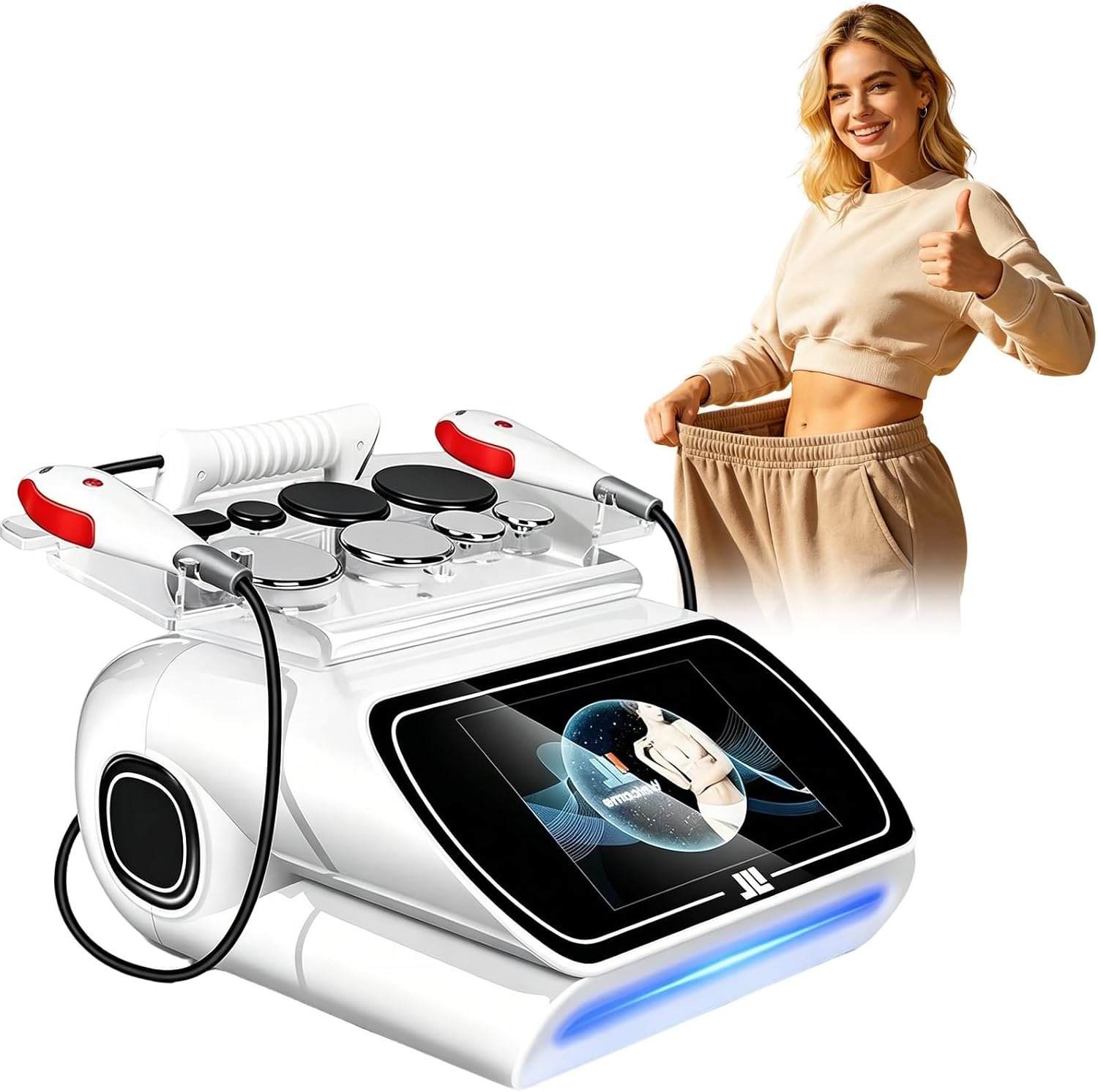 Portable 448KHz Tecar therapy device with osmotic slimming function and Ret-CET technology, suitable for professional skin tightening and body sagging relief.,White