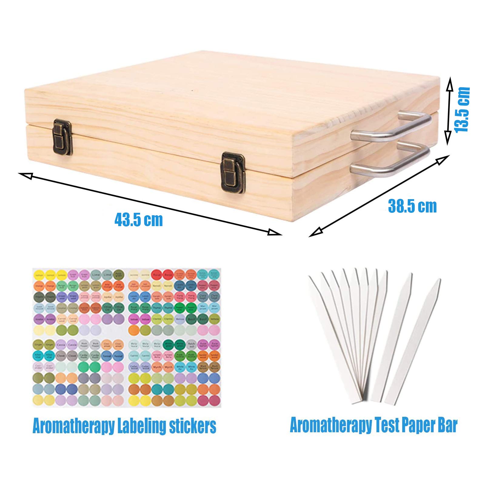 Caja de almacenamiento de madera para aceite esencial de aromaterapia, caja de madera para 64 botellas, ideal organizador para viajes y presentación, regalo gratuito incluido