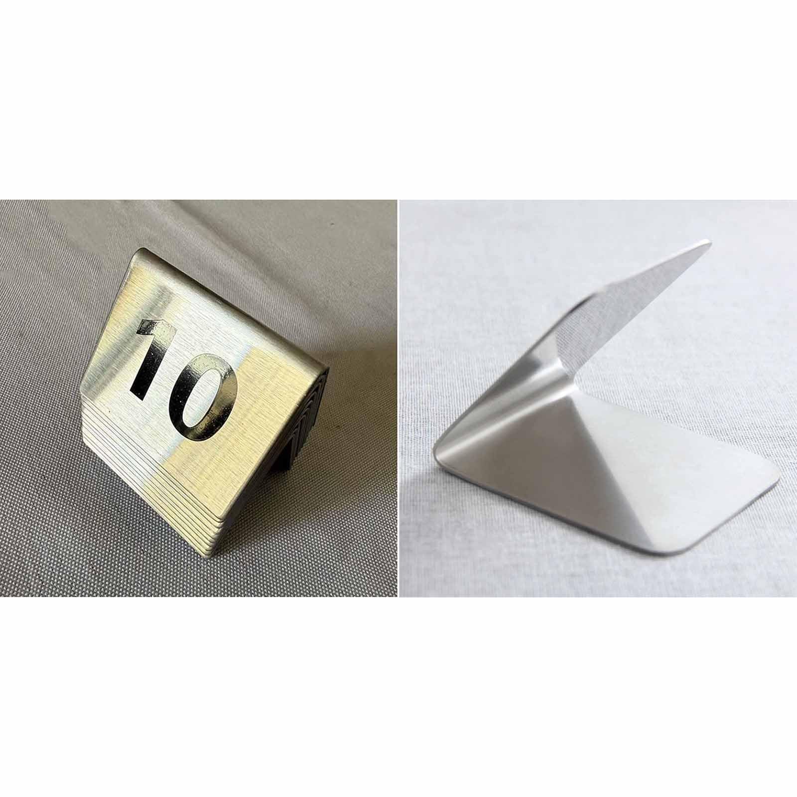 Tarjetas de números de mesa de restaurante de acero inoxidable