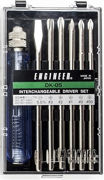 ENGINEER DK-05 Engineer Replacement Screwdriver Set with Low Pressure Electrical Grip 7-Piece Set
