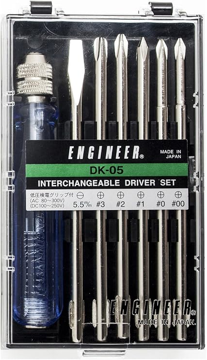 ENGINEER DK-05 Engineer Replacement Screwdriver Set with Low Pressure Electrical Grip 7-Piece Set