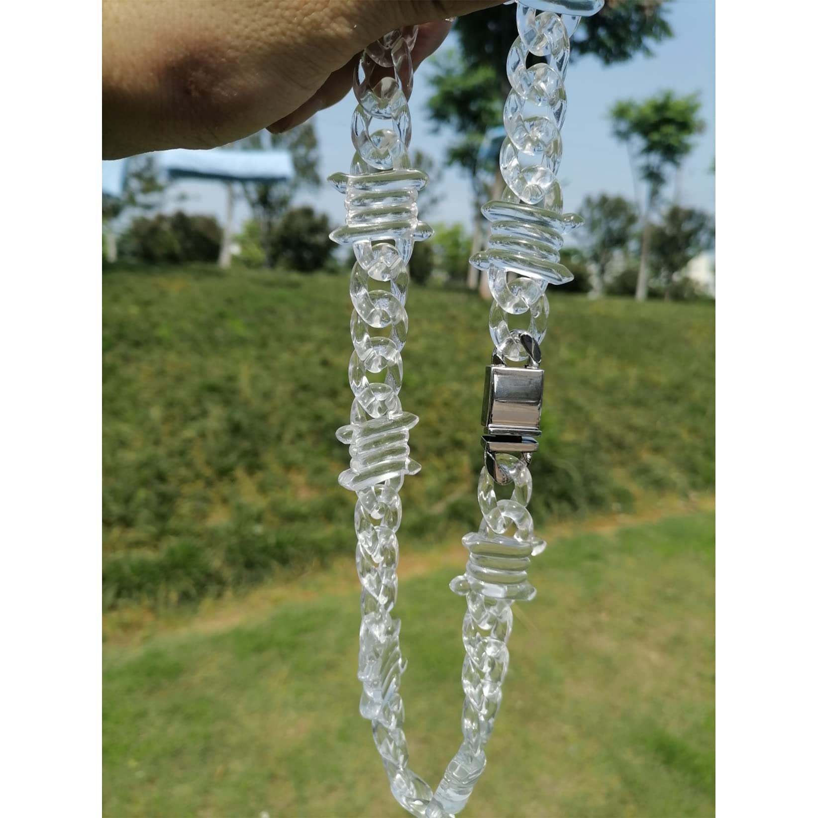 Collana acrilica esagerata, Gioielli da Colletto a Catena Acetato Vintage Personalizzati per Donne uomini-21,2 Pollici Trasparenti 1
