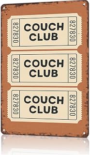 Funny Metal Signs Couch Club Ticket Burnt Orange Posters Wall Art Tin Sign For Home Room Office Decor 8x12inch