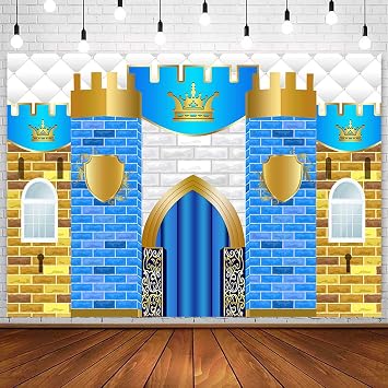 Royal Prince Birthday Backdrop Kids Medieval Knight Castle Party Decorations Boy Little Prince Baby Shower Photography Background Royal Knight Party Banner Supplies Photo Booth Props 7x5ft