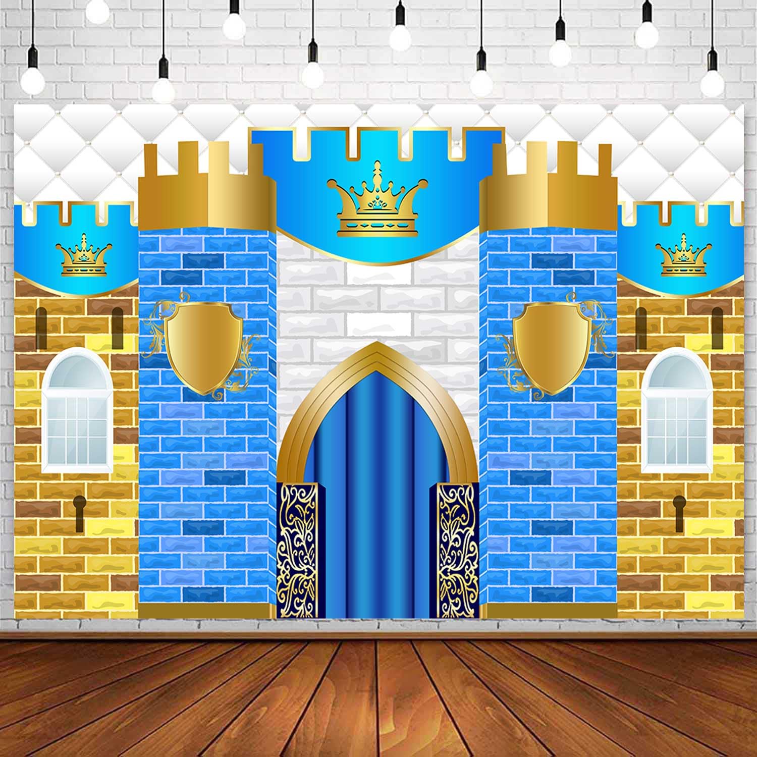 Ayayiya Royal Prince Birthday Backdrop Kids Medieval Knight Castle Party Decorations Boy Little Prince Baby Shower Photography Background Royal Knight