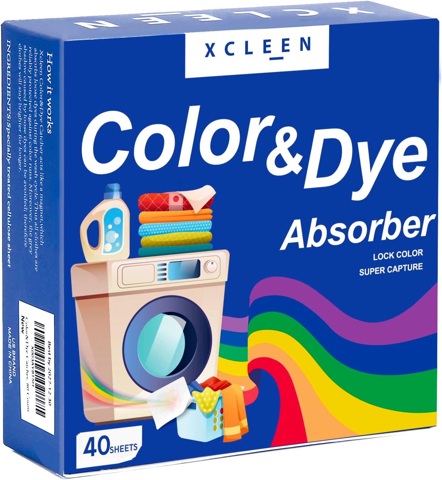 Xcleen Color Absorber for Laundry-Protect Your Clothes from Color Bleed and Stains-40 Count
