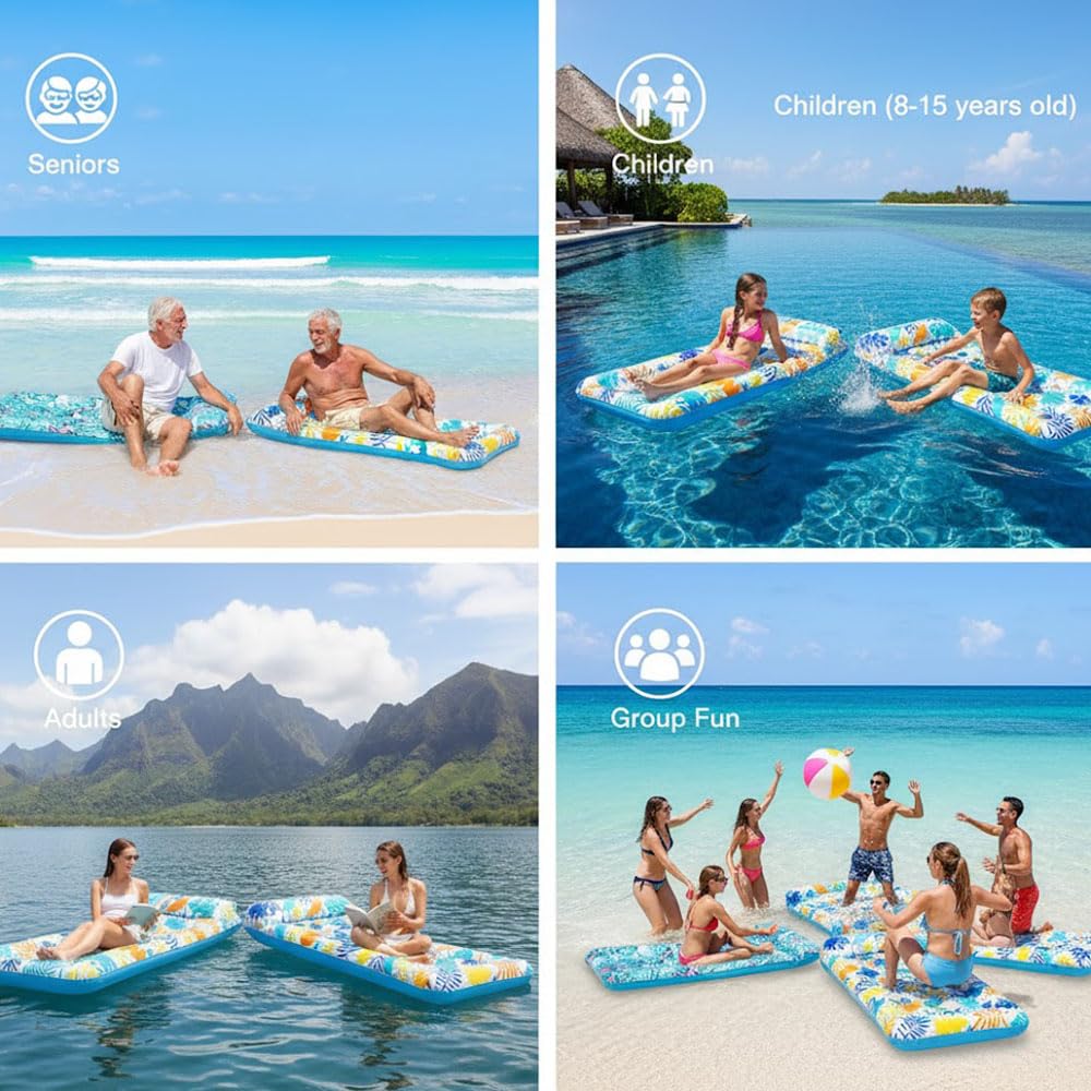Paquete de 2 flotadores inflables para piscina, tumbona, flotadores multiusos para piscina, juguetes para fiestas en la piscina, playa de verano, al aire libre, flotadores gigantes para piscina tamaño