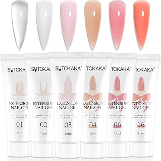 SUTOKAKA 6 Colors Poly Nail Gel Kit 15ML All Seasons Clear White Nude Pink Extension Polygel Nail Builder Strengthener for Manicure French Design DIY At Home Salon