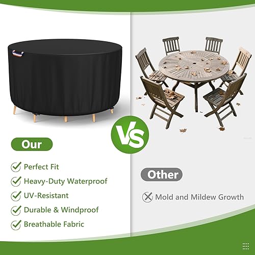 Miniatura 5 de STARTWO Fundas redondas para muebles de patio, fundas impermeables para muebles de exterior, resistentes a los rayos UV (62 pulgadas de diámetro x