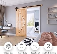 Vista 2 de EaseLife Kit de riel de herrajes para puerta corrediza de granero de 6.6 pies, polea en J básica, se desliza suavemente y silenciosamente, fácil