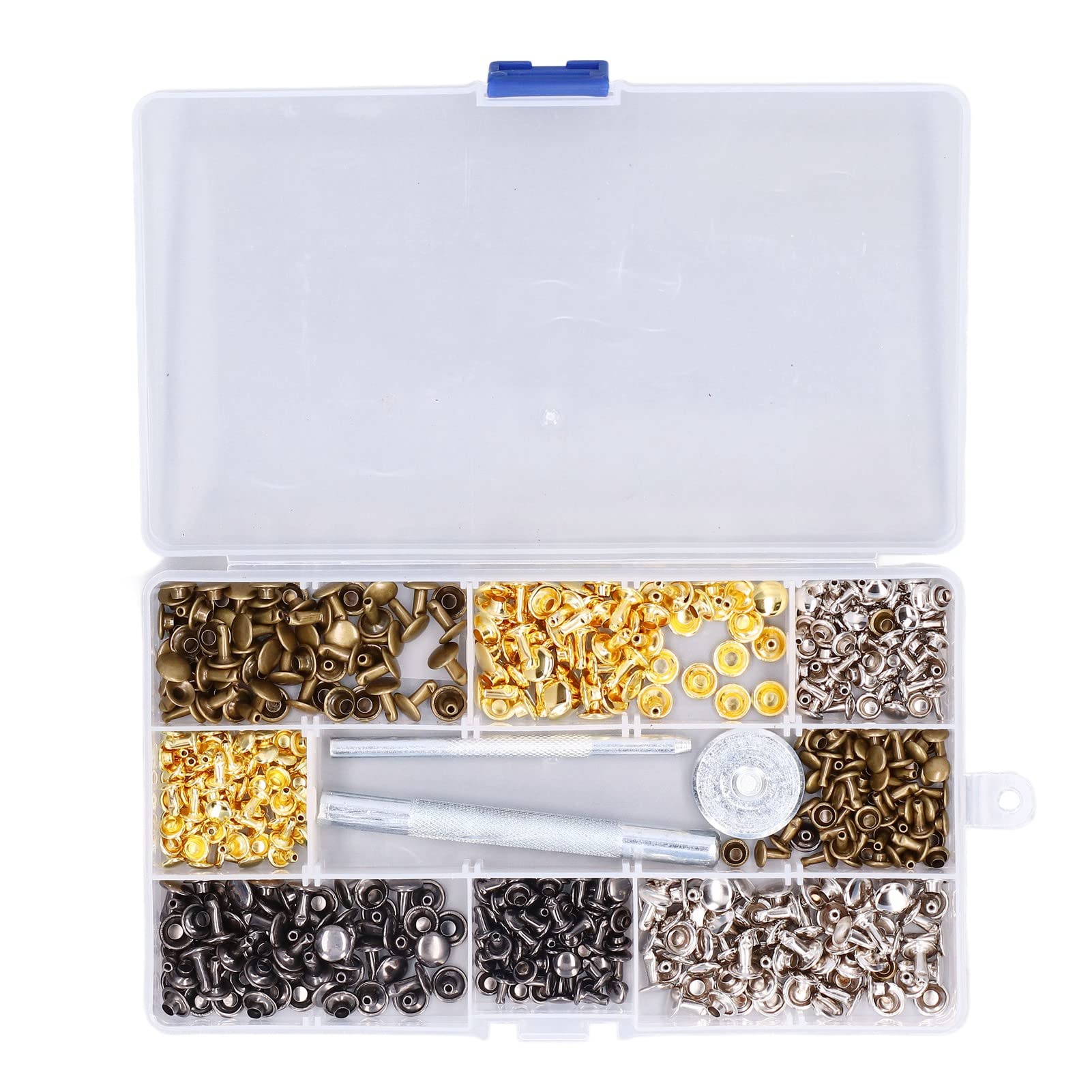 Remache de cuero tubular en 4 colores y 2 tamaños para manualidades 240 uds