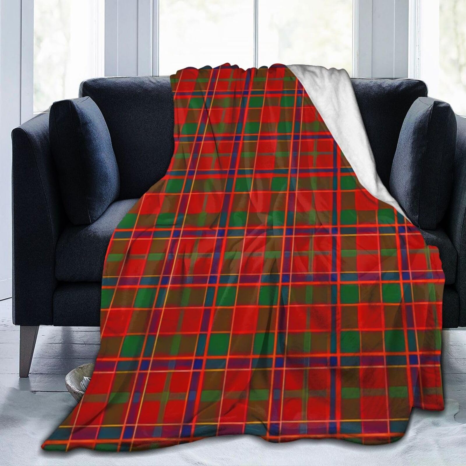 IUBBKI Scottish Clan Munro Tartan Plaid Blanket Ultra-Soft Flannel Light Blankets Warm and Comfortable Suitable for All Seasons 50"X40"