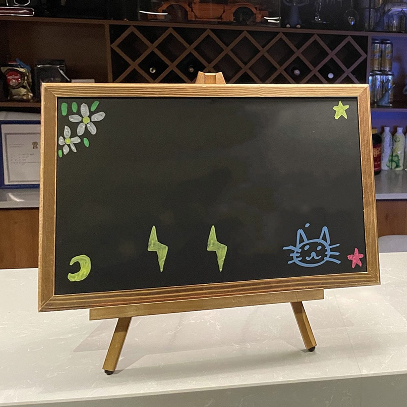 Letrero De Pizarra Enmarcado Rústico con Soporte De Trípode De Madera, Tablero De Exhibición De Tiza De Menú Memo De Mesa para Cocina, Boda, Bar, Restaurante
