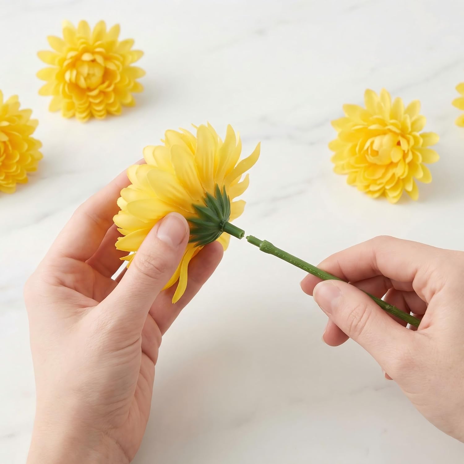 66 Pcs Artificial Chrysanthemum Flowers Heads For Homecoming Mum Centerpieces，3.5'' Faux Silk Chrysanthemum Flowers Ball for Home Office Coffee House Parties and Wedding Decor (66, yellow, 3.5 '')