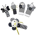 BABY K Rattle Socks & Wrist Rattles and Hand Rattle (Set E+ Flower) - Newborn Toys for Baby Boy or Girl - Brain Development Infant Toys - Hand and Foot Rattles Suitable for 0-3, 3-6, 6-12 Month Babies