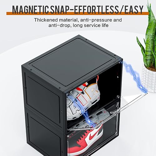 Miniatura 7 de KEFA Caja organizadora de zapatos XL, paquete de 8 cajas de zapatos de plástico transparente apilables, contenedor de exhibición de zapatos para