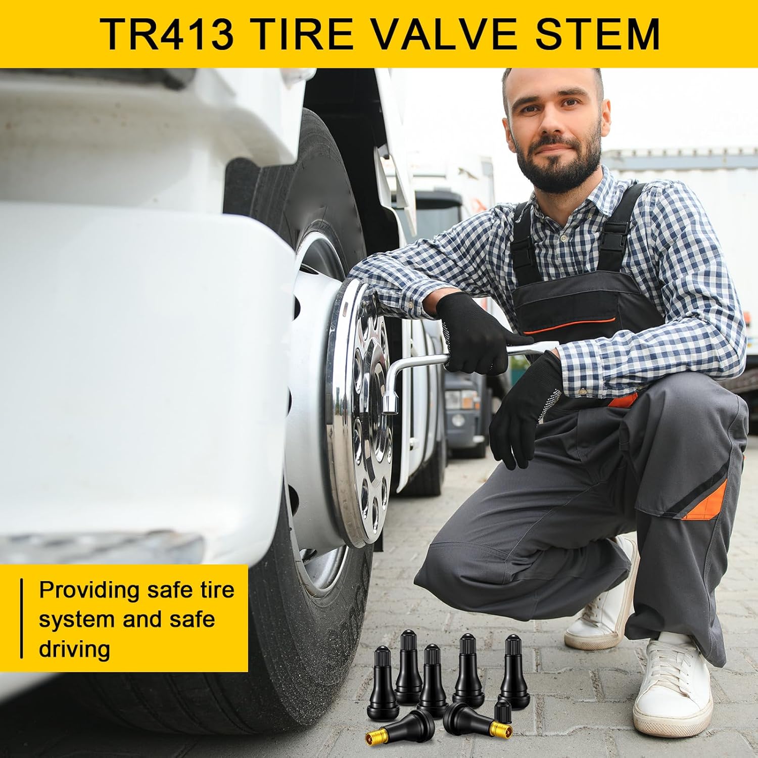 Tallew 200 Pieces TR413 Valve Stems Tubeless Bulk Rubber Snap-in Valve Stems for 0.453 Inch Rim Holes, Black Standard Length Replacement Tool for Car Tubeless Replacement