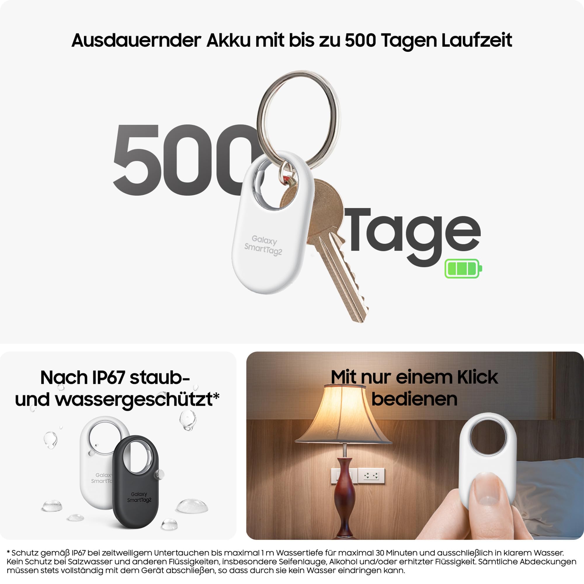 Samsung Galaxy SmartTag2 Bluetooth-Tracker, Kompassansicht, Suche in der Nähe, mit bis zu 500 Tage Laufzeit, wassergeschützt, Schwarz (1 Stück) - Image 4