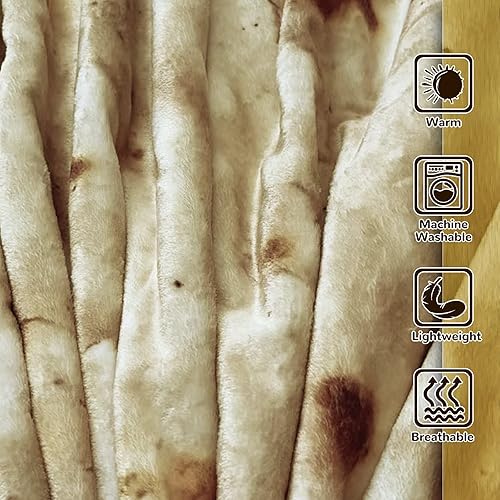 Miniatura 6 de Manta de tortilla tamaño adulto gigante de doble cara para niños, divertida y realista, manta personalizada, regalo novedoso para todos, franela