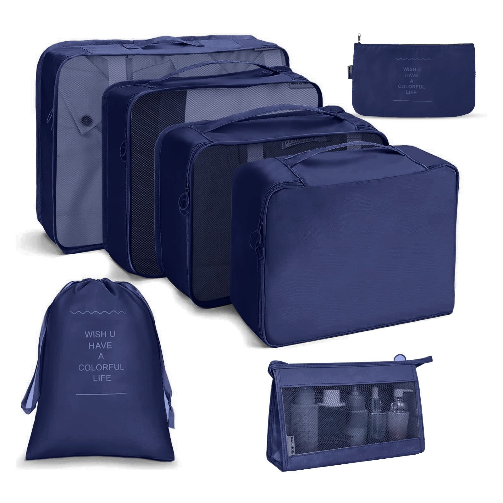 OSDUE Suitcase Organizer, 7-in-1 Travel Organizer Set, Various Sizes Luggage Organizers for Travel, Clothes Bags, Shoes, Storage Bags for Cosmetics-picture-22