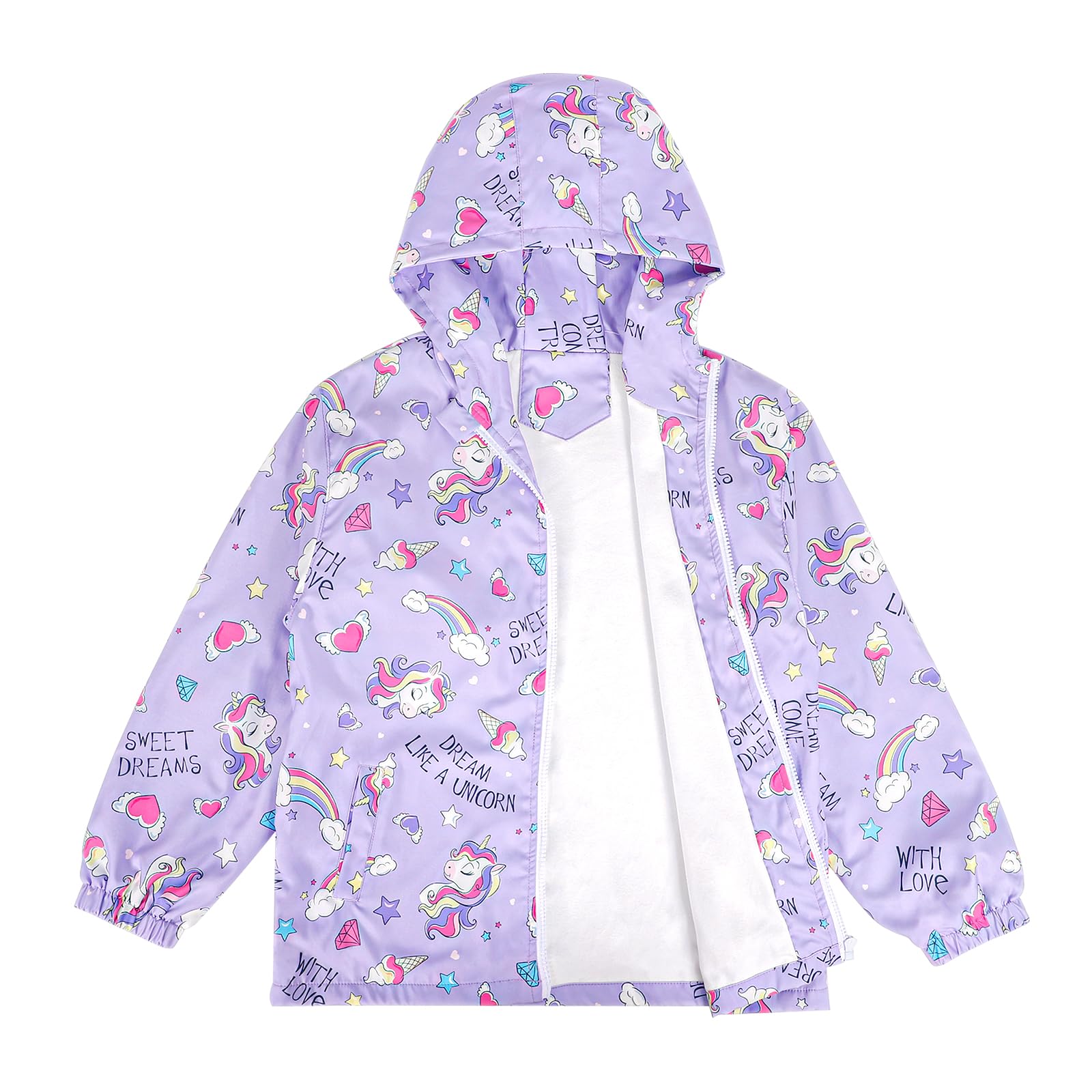 LACOFIA Giacca Impermeabile Bambina con Fodera in Pile Giubbino a Vento per Bambine e Ragazze con Cappuccio e Foderato Giacca Antipioggia per Autunno/Inverno 3-12 anni