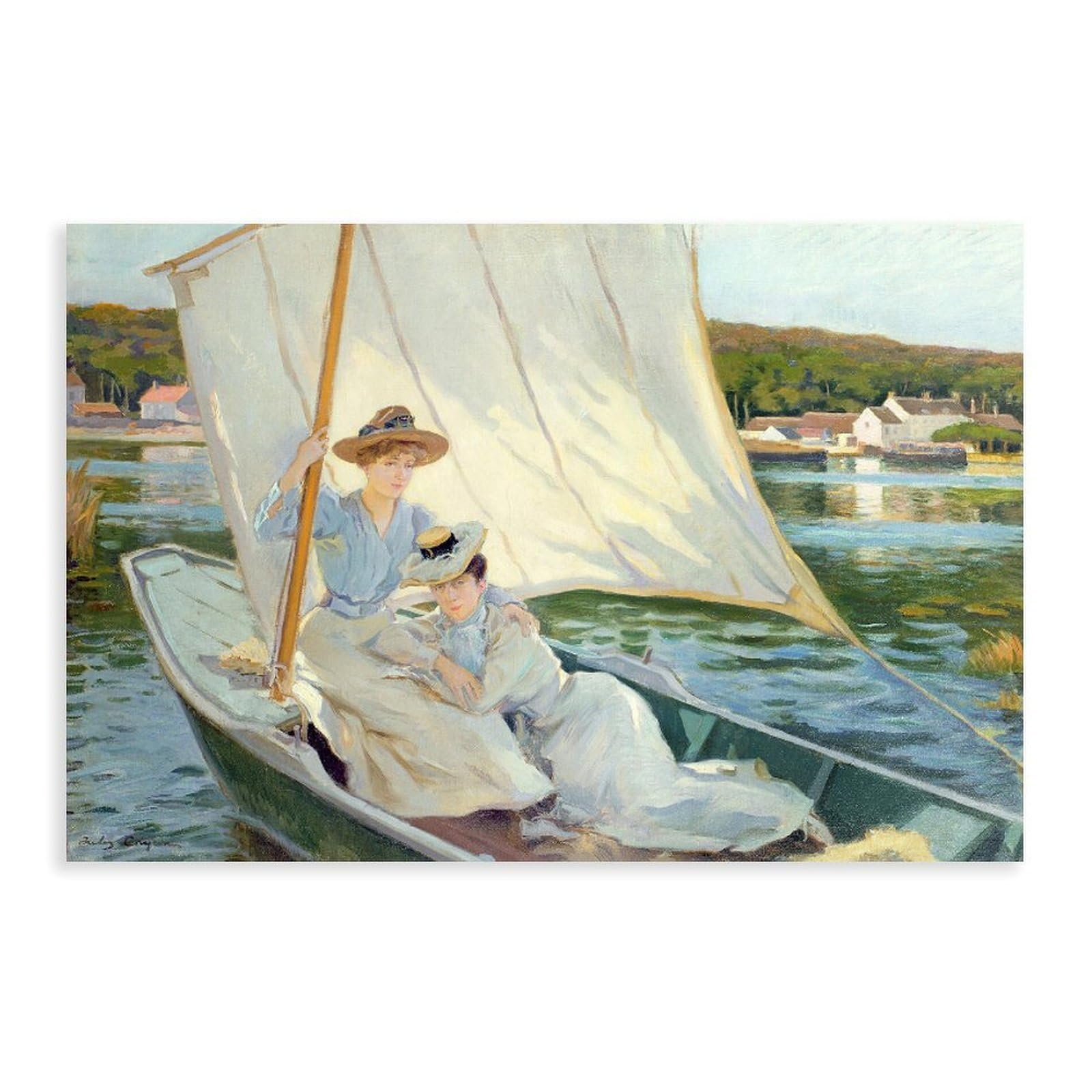 DFJyjFGJJ Jules Cayron,Ladies in A Sailing Boat Wall Decoration Poster Family Bar Restaurant Garage Cafe Art Sign Gift 24" L X 36" W