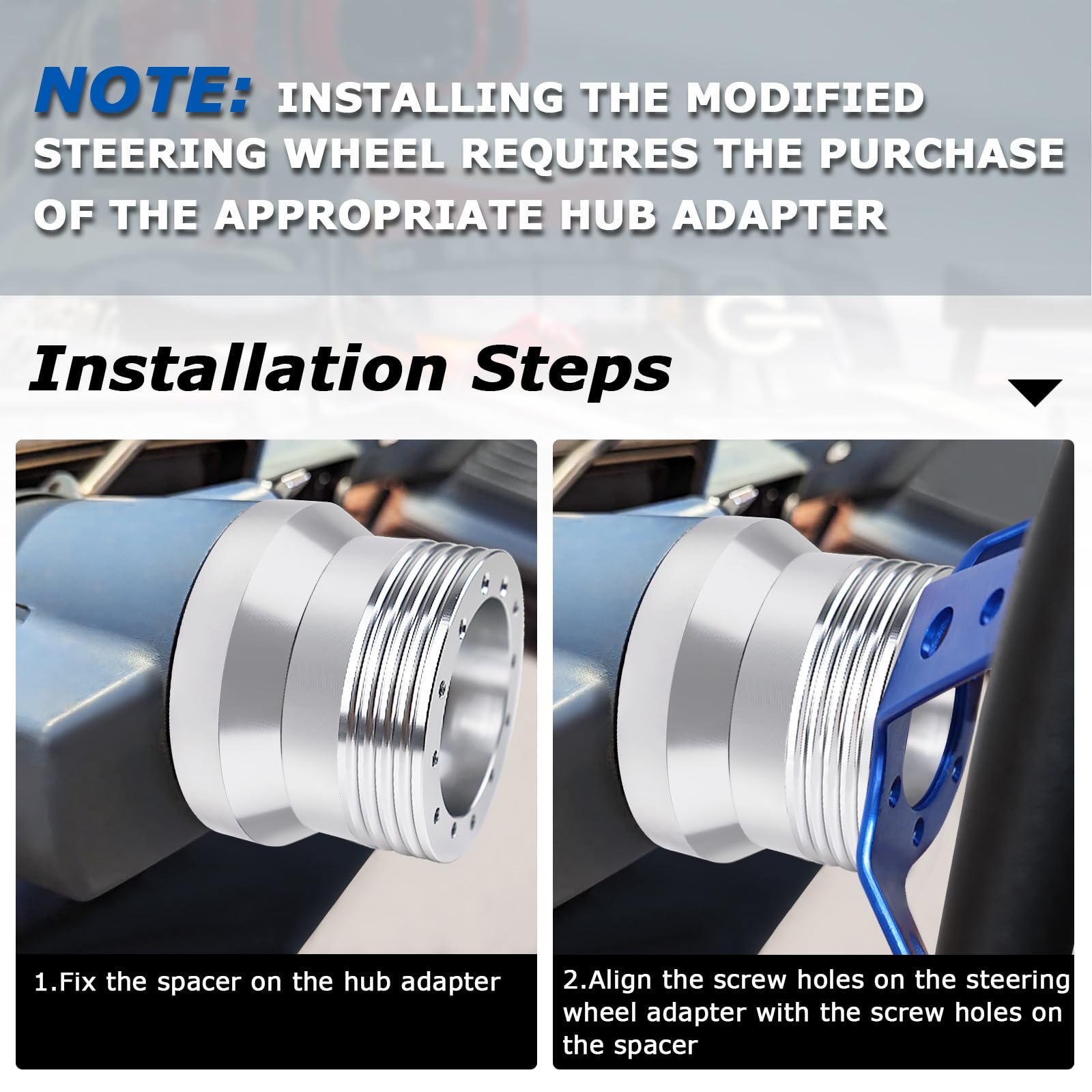 Motipudy 6 Hole To 3 Hole Steering Wheel Adapter Spacer - Aluminum Hub Conversion For Import Cars (Silver)
