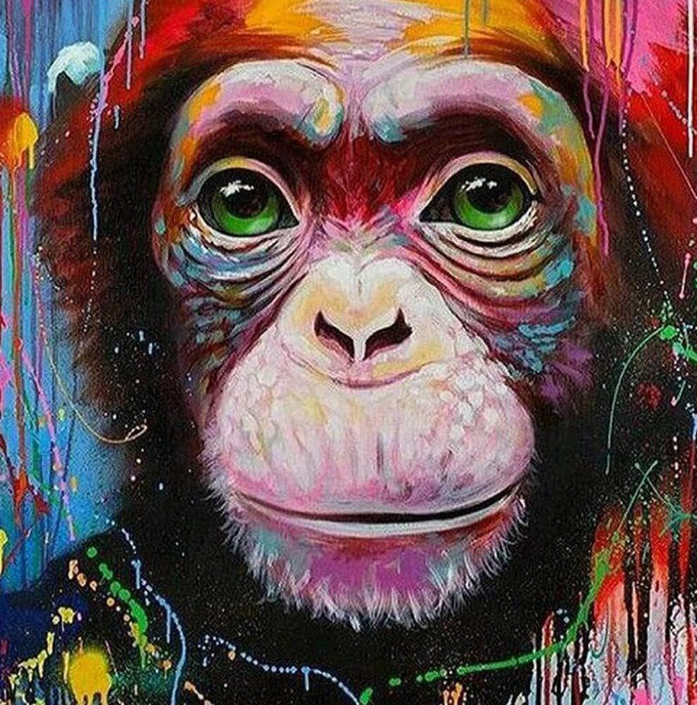 WOWDECOR Cross Stitch Embroidery Kits for Adults Colorful Chimpanzees Animals 11CT Stamped DIY DMC Needlework Easy Beginners