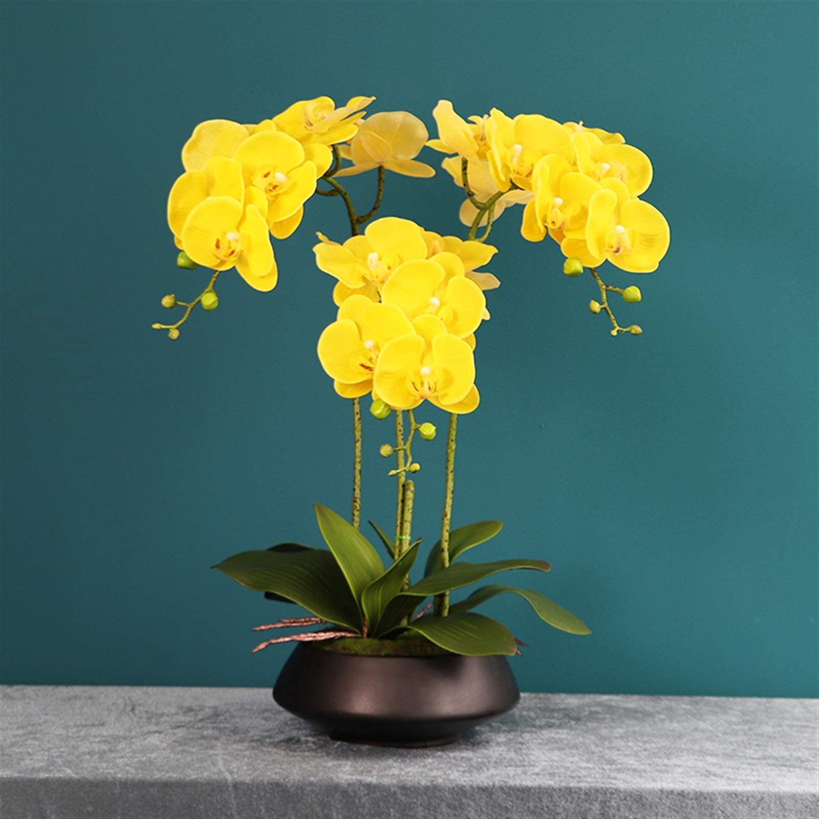 AYCDL Artificial Flower Set, Butterfly Orchid Flowers Artificial Arrangements with Vase, Faux PU Phalaenopsis Bonsai for Wedding Party Home Centerpiece Patio Decor Beautiful Ar