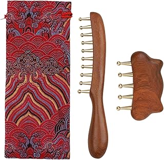 Scalp Massager | Wooden Brass Wide Tooth | Hair Massage Brush Head Massager - for Women Men Short Curly Straight Styling Home Office Travel Outdoor