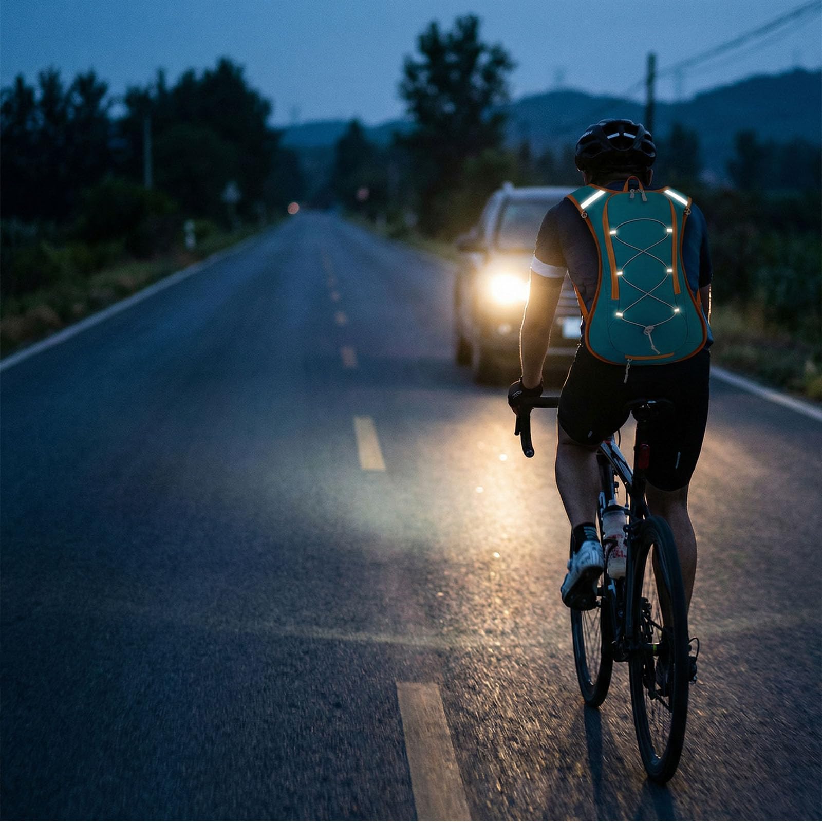 Zimoer Plecak rowerowy 7L, pokrowiec na plecak na deszcz na zewnątrz, mały plecak rowerowy z siatką kask, męski i damski plecak rowerowy MTB, do pieszych wycieczek rowerowych na kemping, Niebieska