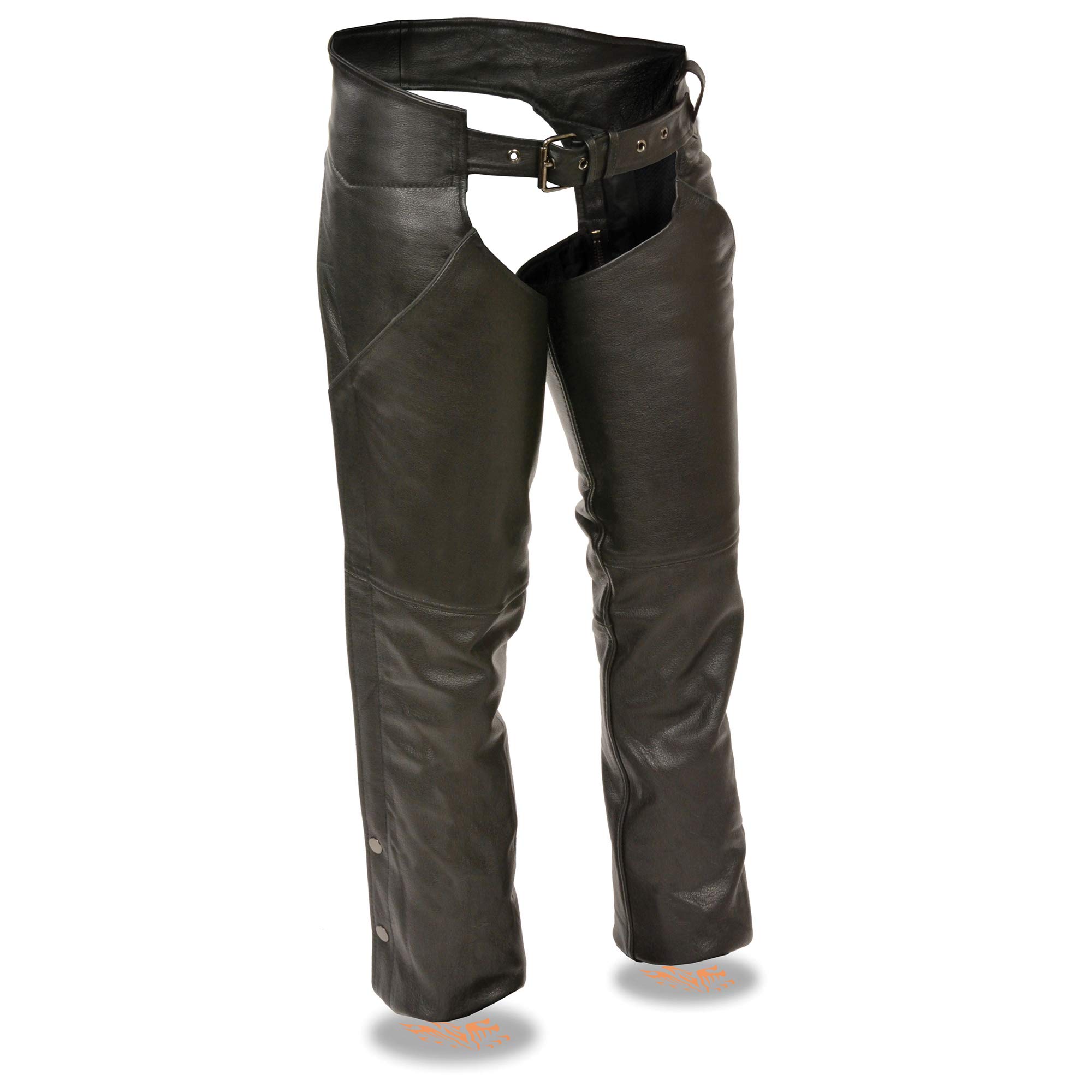 Womens Leather Hip Pocket Chaps Reflective Piping