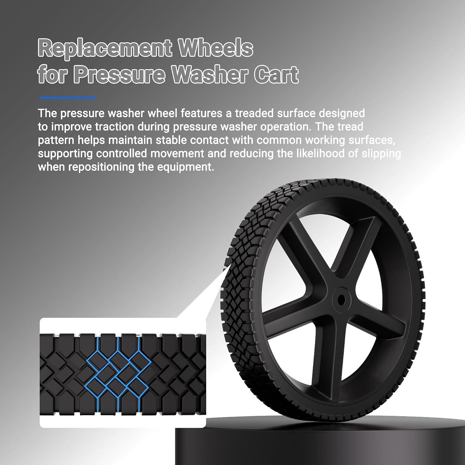 Pressure Washer Wheel Replacement 12" x 1.75", Compatible with Ryobi, Homelite & BlackMax Pressure Washer Carts, Replaces 308451053, 1/2" Bore Axle Hub, Heavy-Duty Cart Wheels (2 Pack)