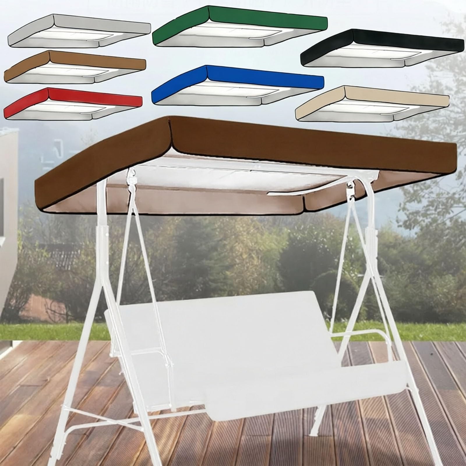 Toldo de repuesto para columpio marrón de 2-3 plazas y 56x47 pulgadas