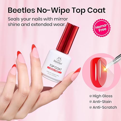 Miniatura 60 de beetles Gel Polish Capa base de gel, 0.5 fl oz, base de esmalte de uñas de gel prebond de larga duración, capa base de lámpara de uñas UV, fórmula